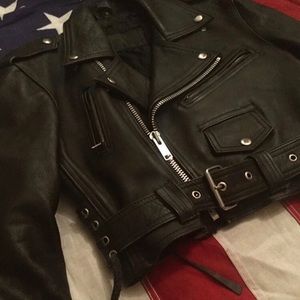 VINTAGE REAL LEATHER MOTO JACKET